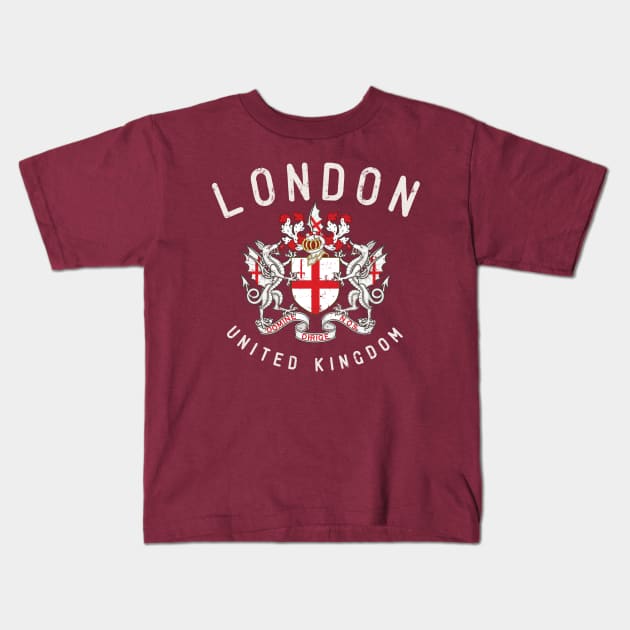 London Great Britain Vintage Coat Of Arms Kids T-Shirt by Designkix